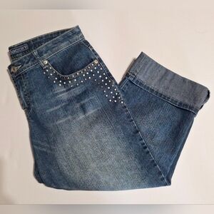 Baccini Dark Blue Denim Shorts with Studded Pocket